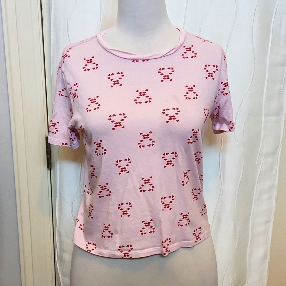Forever 21 Candy Cane Heart Print Pajamas